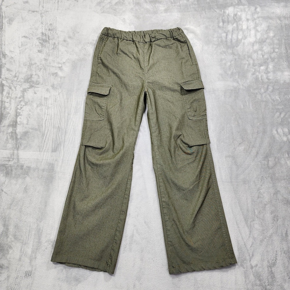 Sincerely Jules Pants Womens M Green Cargo Straight Leg Pull On Stretch Casual